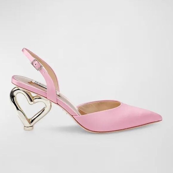 Badgley Mischka Lucille Heart Heel Slingback Pumps - Picture 3 of 12